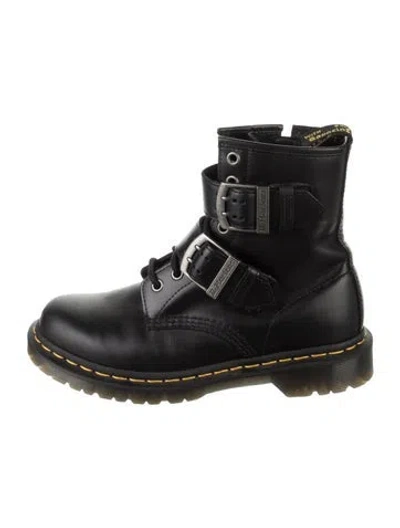 Pre-owned Dr. Martens Leather Combat Boots In Black