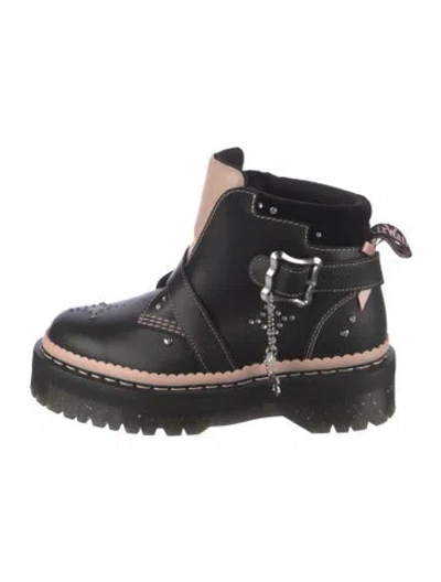 Pre-owned Dr. Martens Leather Combat Boots In Black