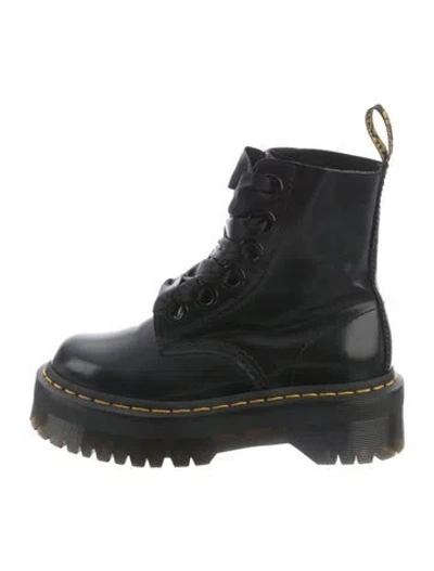 Pre-owned Dr. Martens Leather Combat Boots In Black