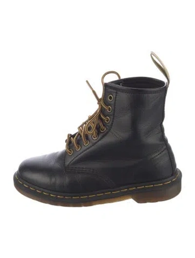 Pre-owned Dr. Martens Leather Combat Boots In Blue