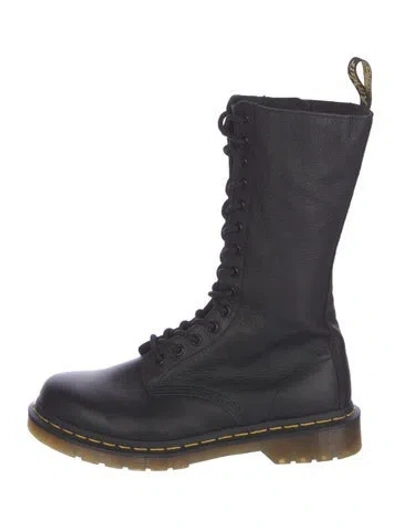 Pre-owned Dr. Martens Leather Combat Boots In Blue