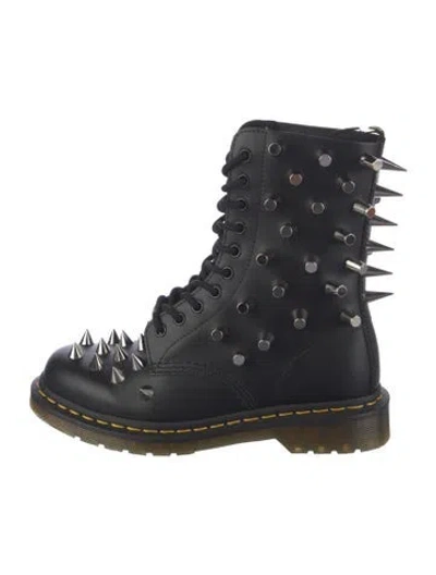 Pre-owned Dr. Martens Leather Combat Boots In Blue