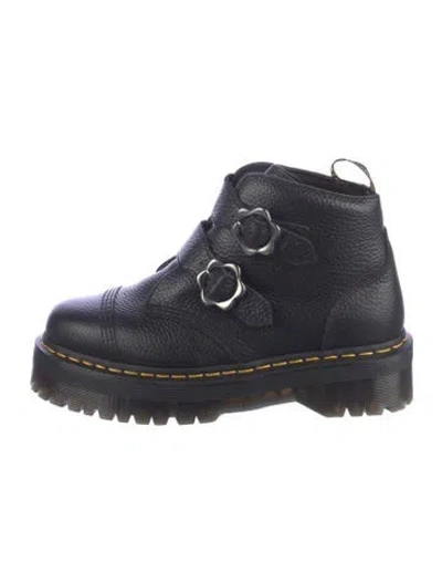 Pre-owned Dr. Martens Leather Combat Boots In Blue