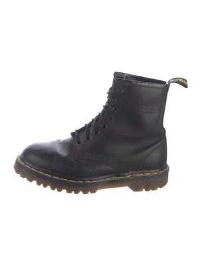 Pre-owned Dr. Martens Leather Combat Boots In Blue