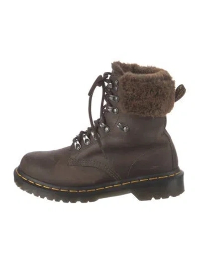 Pre-owned Dr. Martens Leather Combat Boots In Brown