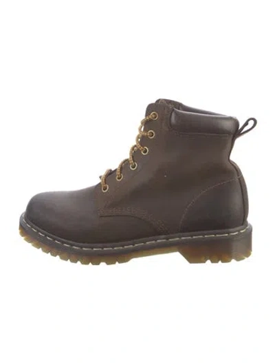 Pre-owned Dr. Martens Leather Combat Boots In Brown