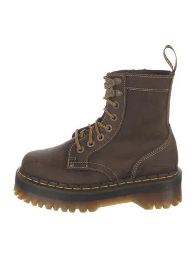 Pre-owned Dr. Martens Leather Combat Boots In Brown