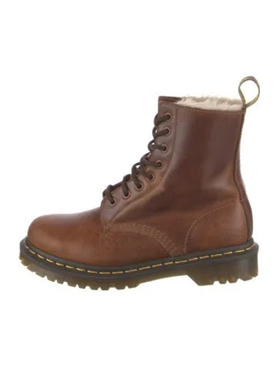 Pre-owned Dr. Martens Leather Combat Boots In Brown