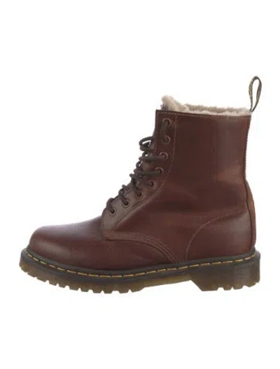 Pre-owned Dr. Martens Leather Combat Boots In Brown