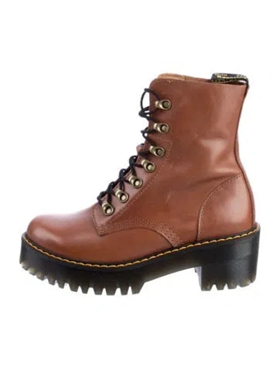Pre-owned Dr. Martens Leather Combat Boots In Brown