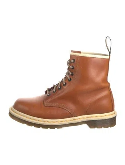 Pre-owned Dr. Martens Leather Combat Boots In Brown