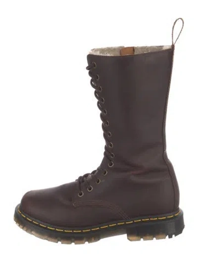 Pre-owned Dr. Martens Leather Combat Boots In Brown