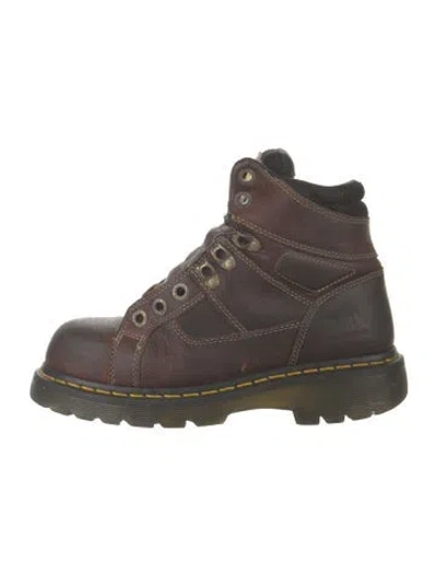 Pre-owned Dr. Martens Leather Combat Boots In Brown