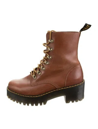 Pre-owned Dr. Martens Leather Combat Boots In Brown