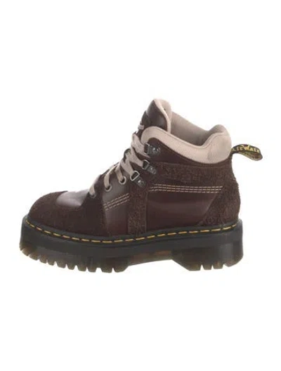 Pre-owned Dr. Martens Leather Combat Boots In Brown