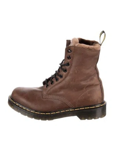 Pre-owned Dr. Martens Leather Combat Boots In Brown