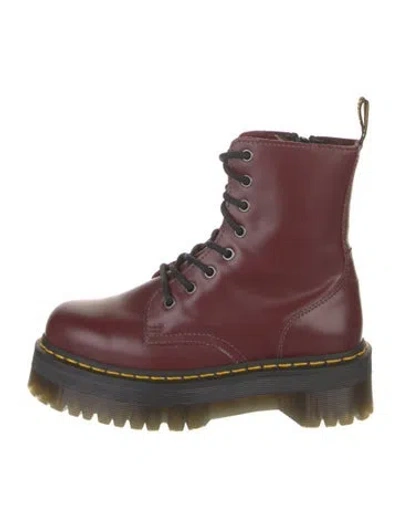 Pre-owned Dr. Martens Leather Combat Boots In Burgundy