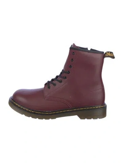 Pre-owned Dr. Martens Leather Combat Boots In Burgundy