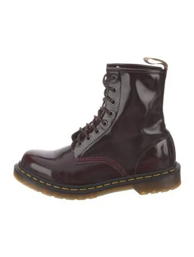 Pre-owned Dr. Martens Leather Combat Boots In Burgundy