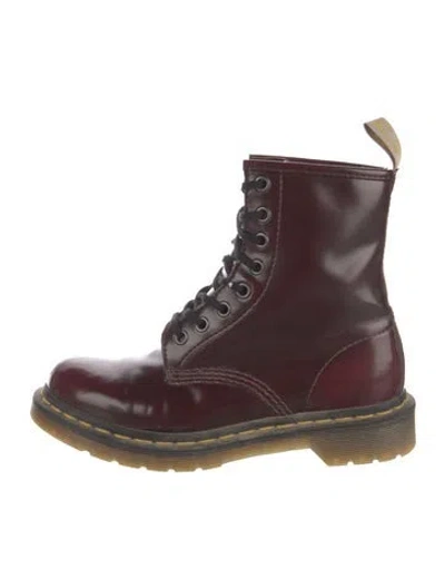 Pre-owned Dr. Martens Leather Combat Boots In Burgundy