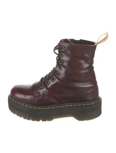 Pre-owned Dr. Martens Leather Combat Boots In Burgundy