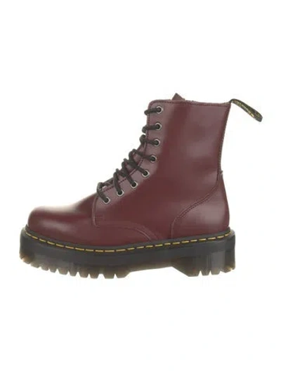 Pre-owned Dr. Martens Leather Combat Boots In Burgundy