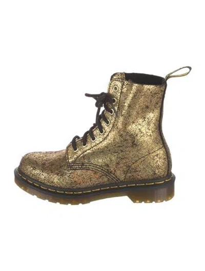 Pre-owned Dr. Martens Leather Combat Boots In Gold
