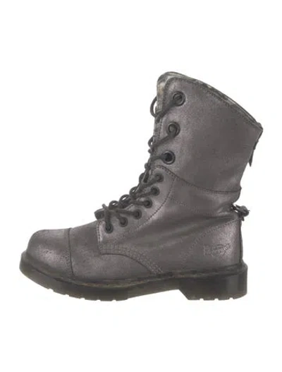 Pre-owned Dr. Martens Leather Combat Boots In Gray