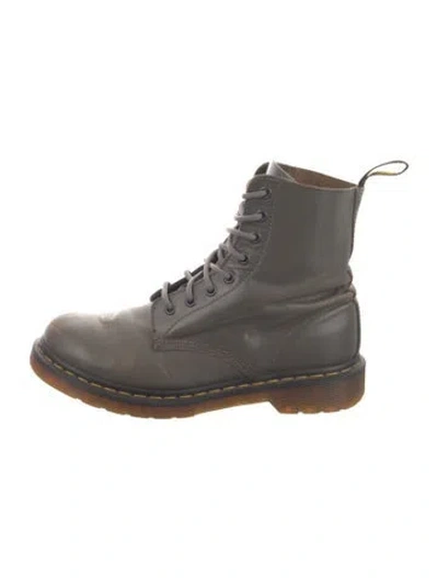 Pre-owned Dr. Martens Leather Combat Boots In Gray