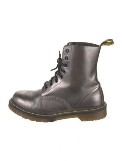 Pre-owned Dr. Martens Leather Combat Boots In Gray