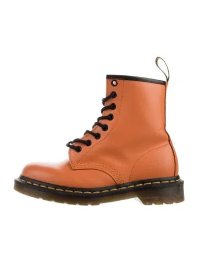 Pre-owned Dr. Martens Leather Combat Boots In Orange