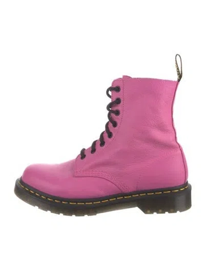 Pre-owned Dr. Martens Leather Combat Boots In Pink