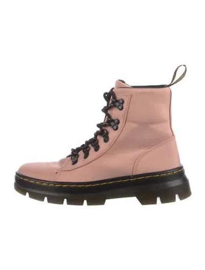 Pre-owned Dr. Martens Leather Combat Boots In Pink