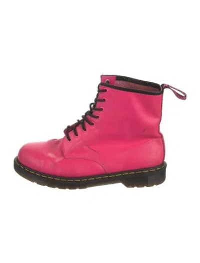 Pre-owned Dr. Martens Leather Combat Boots In Pink