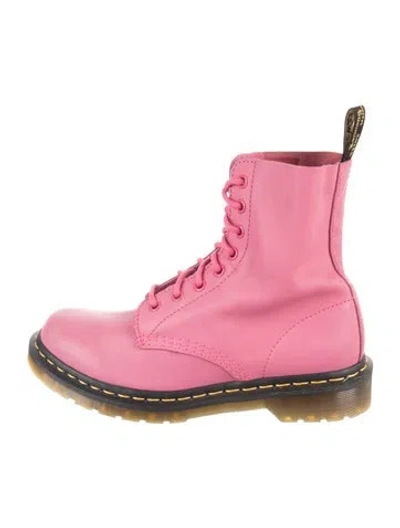 Pre-owned Dr. Martens Leather Combat Boots In Pink