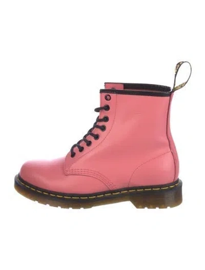 Pre-owned Dr. Martens Leather Combat Boots In Pink