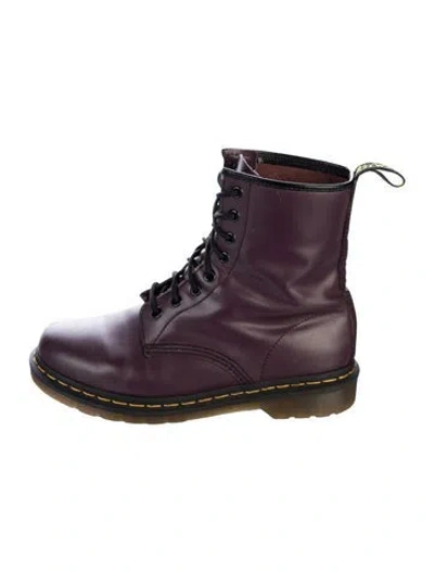 Pre-owned Dr. Martens Leather Combat Boots In Purple