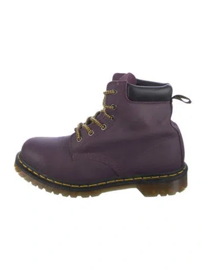 Pre-owned Dr. Martens Leather Combat Boots In Purple