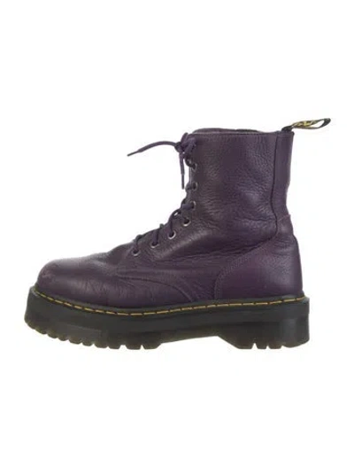 Pre-owned Dr. Martens Leather Combat Boots In Purple