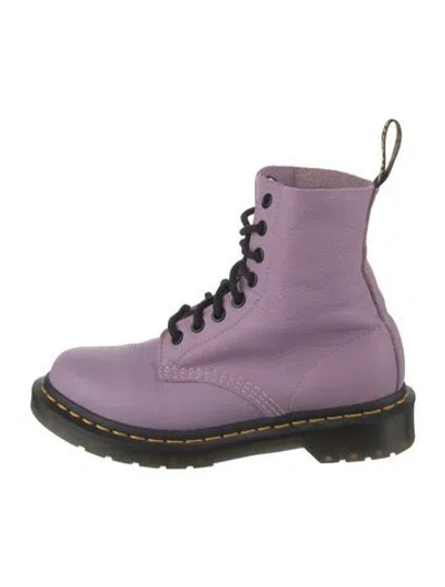 Pre-owned Dr. Martens Leather Combat Boots In Purple