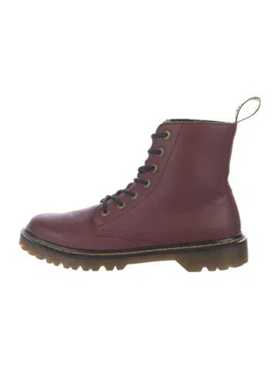 Pre-owned Dr. Martens Leather Combat Boots In Red