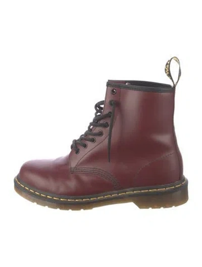 Pre-owned Dr. Martens Leather Combat Boots In Red