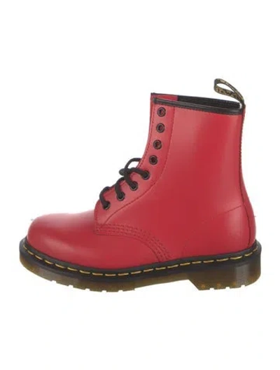 Pre-owned Dr. Martens Leather Combat Boots In Red
