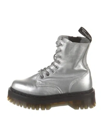 Pre-owned Dr. Martens Leather Combat Boots In Silver