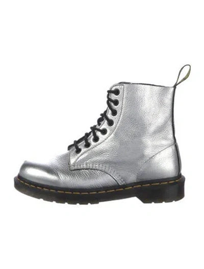 Pre-owned Dr. Martens Leather Combat Boots In Silver