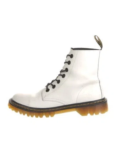 Pre-owned Dr. Martens Leather Combat Boots In White