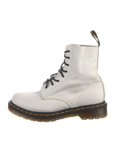 Pre-owned Dr. Martens Leather Combat Boots In White