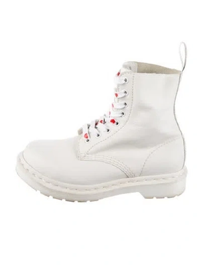 Pre-owned Dr. Martens Leather Combat Boots In White