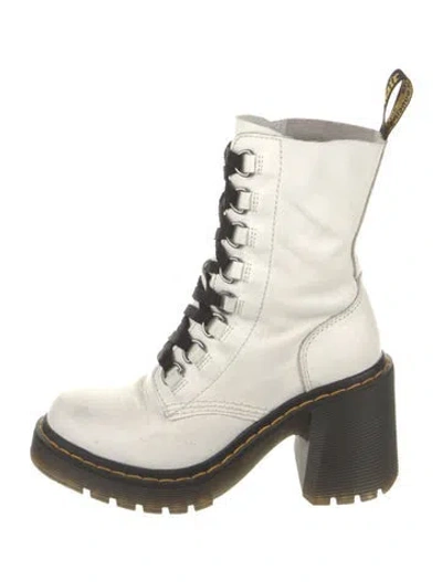 Pre-owned Dr. Martens Leather Combat Boots In White