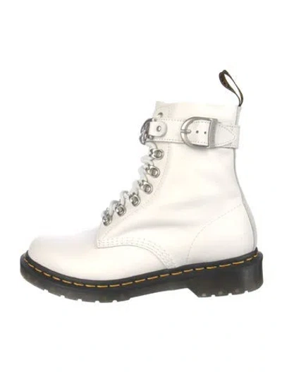 Pre-owned Dr. Martens Leather Combat Boots In White